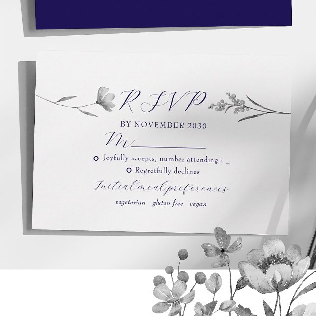 Silver Floral Wedding RSVP Card Karte (Von Creator hochgeladen)