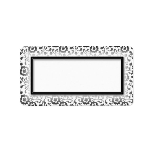 Silver Floral Wirbel Blank Address Labels Adressaufkleber (Vorne)