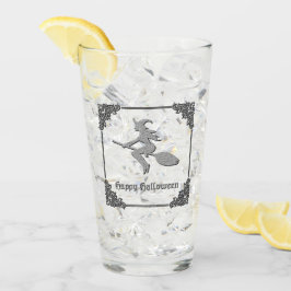 Silver Flying Hexe Halloween Glas