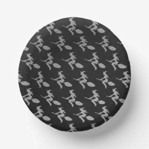 Silver Flying Hexe Halloween Pappteller