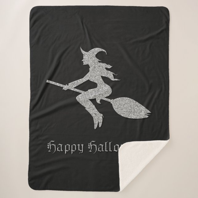 Silver Flying Hexe Halloween Sherpadecke (Vorderseite)