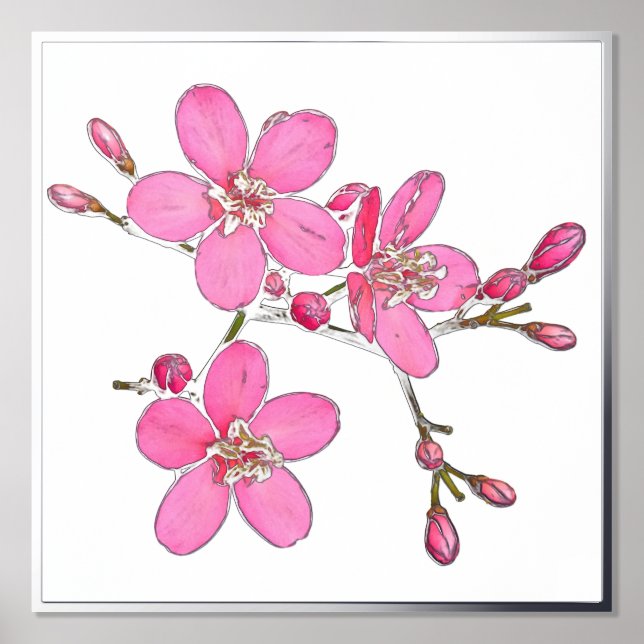 Silver Foil Accelerator Rosa Frühlingsblüten Print Foliendrucke (Vorderseite)