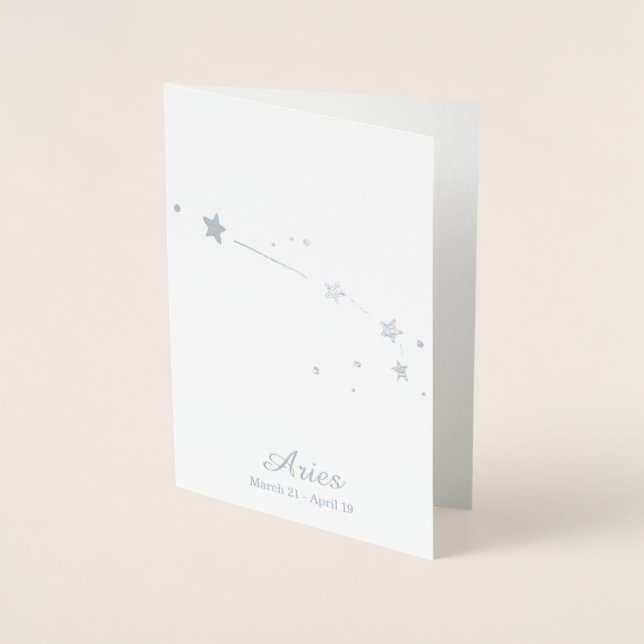 Silver Foil ARIES Zodiac Sign Constellation Folienkarte (Vorderseite)