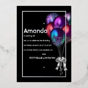 Silver Foil Balloon Einladung zum Geburtstag