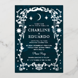 Silver Foil Celestial Gothic Wedding Folieneinladung