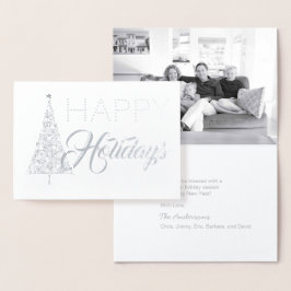 Silver Foil Christmas Tree Happy Holidays Foto Folienkarte