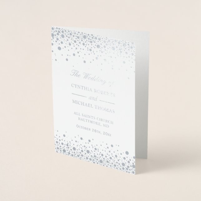 Silver Foil Confetti Dots Hochzeitsprogramm Folienkarte (Vorderseite)
