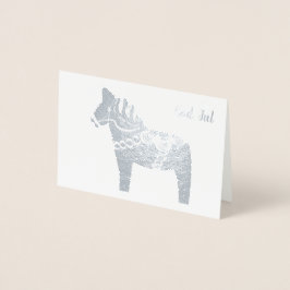 Silver Foil Dala Horse God Jul Grußkarte Folienkarte