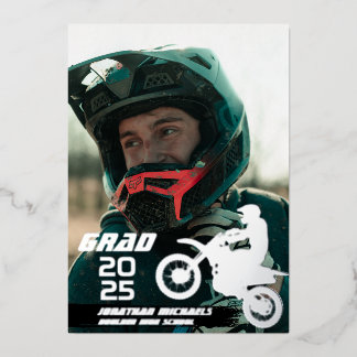 Silver Foil Dirt Bike Motocross 2 Foto Abschluss Folieneinladung