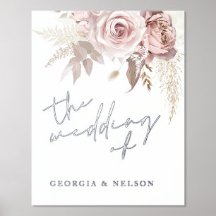 Silver Foil Dusty Rose Wedding Willkommenszeichen Foliendrucke