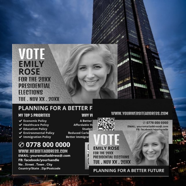 Silver Foil Effect politischer Wahlkämpfer Visitenkarte (Von Creator hochgeladen)