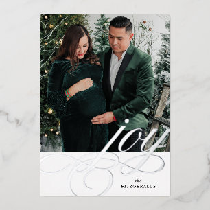 Silver Foil Festive Blühen Joy Holiday Card Folien Feiertagskarte