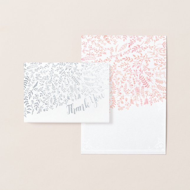 Silver Foil Floral Typografy Vielen Dank Folienkarte (Anzeige)