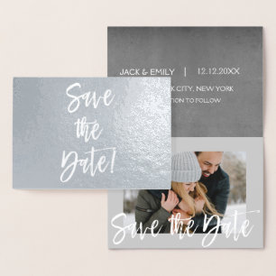 Silver Foil Foto Save the Date Karte