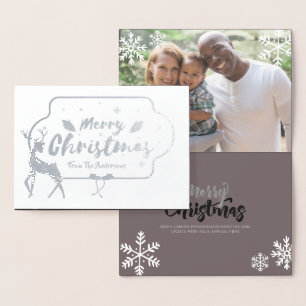SILVER FOIL FOTO Weihnachtsstau Personalisiert Folienkarte