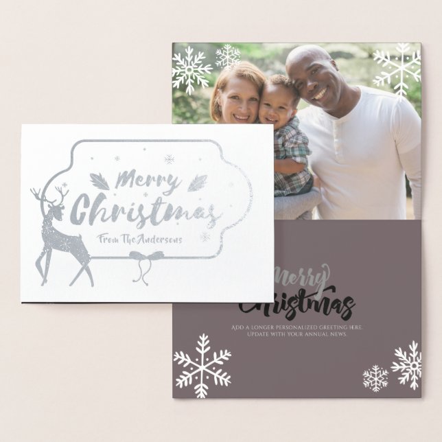 SILVER FOIL FOTO Weihnachtsstau Personalisiert Folienkarte (Anzeige)
