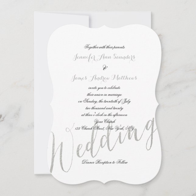 Silver Foil Glamour | Elegante Einladungen für Hoc (Vorderseite)
