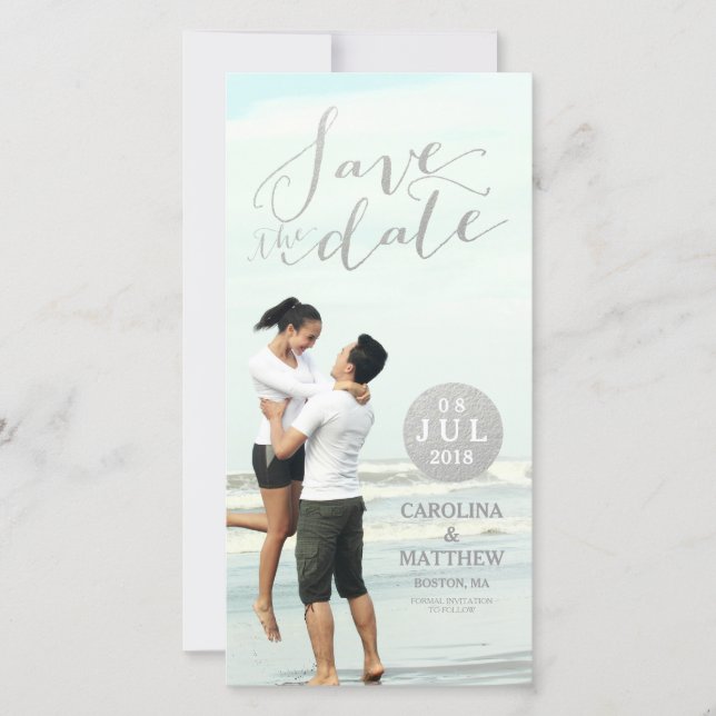 Silver Foil Glamour | Save the Date Fotokarte (Vorderseite)