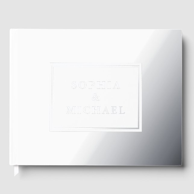 Silver Foil Guest Book Editable Elegante Winter Gästebuch (Vorderseite)