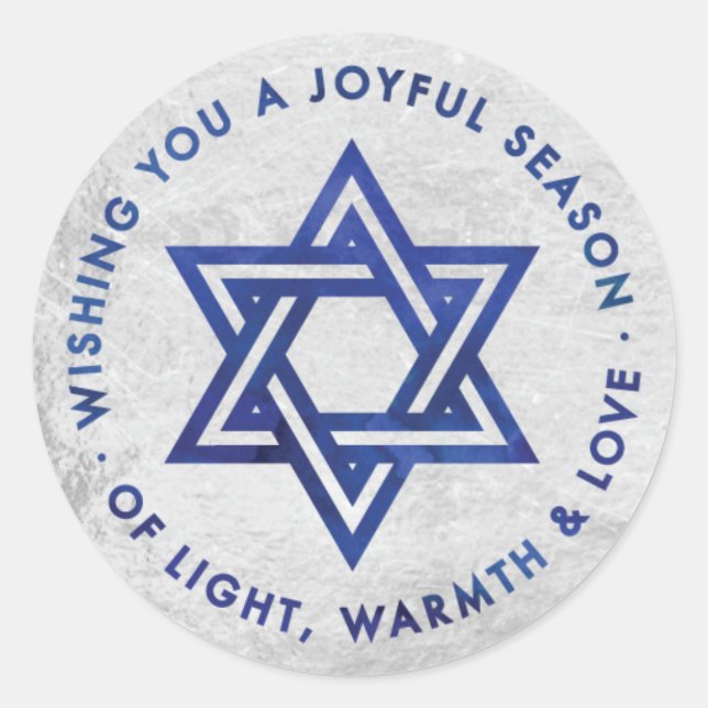 Silver Foil Hanukkah Grußsticker Runder Aufkleber (Vorderseite)