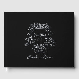 Silver Foil Monogram Black Wedding Guest Book Gästebuch