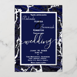 Silver Foil & Navy Blue 5" x 7" Folieneinladung