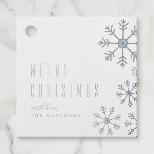 Silver Foil Snowflakes Weihnachtsgeschenk Tag (Vorderseite)
