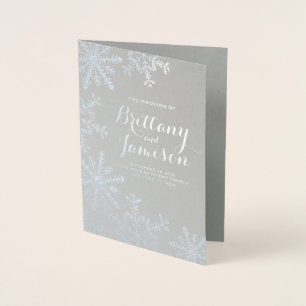 Silver Foil Snowflakes Winter Wedding Programm