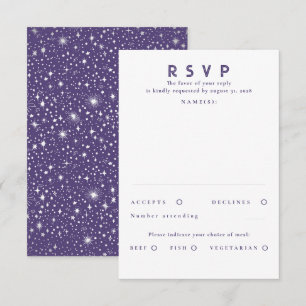 Silver Foil Stars Modern Wedding RSVP Karte