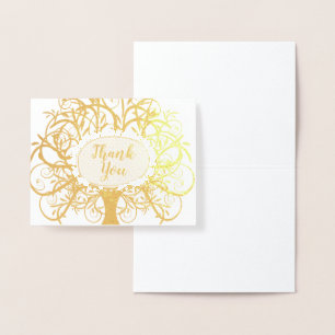 Silver Foil Swirl Tree Vielen Dank Folienkarte