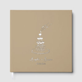 Silver Foil Taupe Champagner Tower Wedding Gästebuch