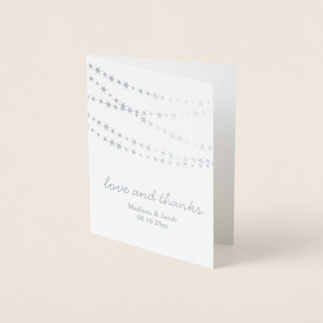 Silver Foil Twinkle Leuchten auf Kraft Danke Karte (Vorderseite)