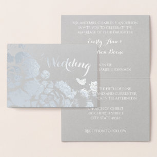 Silver Foil Typographie Florale Invitations de mar