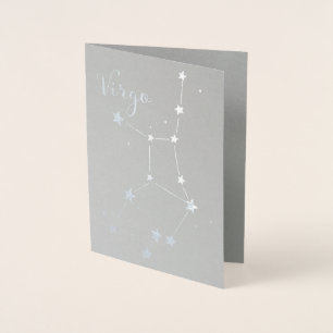 Silver Foil Virgo Zodiac Constellation Folienkarte
