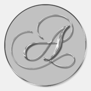 Silver Formal Wedding Monogram A Siegel Runder Aufkleber