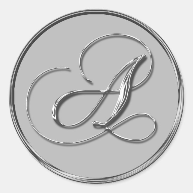 Silver Formal Wedding Monogram A Siegel Stickers (Vorderseite)