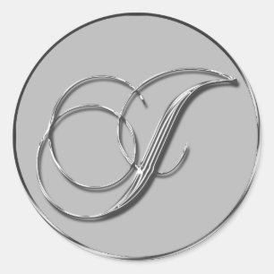 Silver Formal Wedding Monogram I Siegel Runder Aufkleber