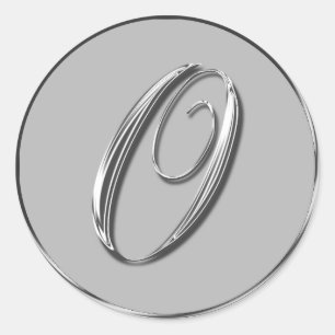 Silver Formal Wedding Monogram O Siegel Runder Aufkleber
