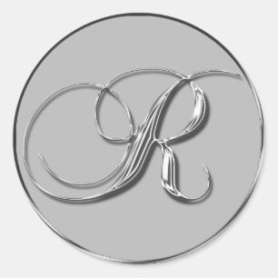 Silver Formal Wedding Monogram R Siegel Mit Monogr Runder Aufkleber