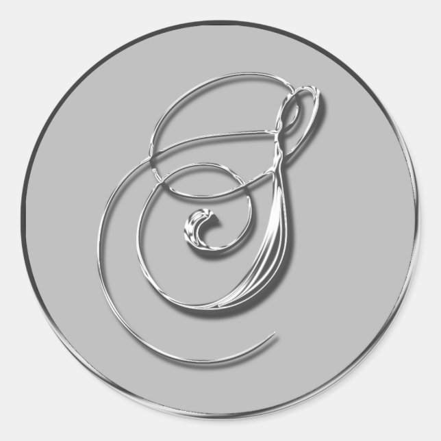 Silver Formal Wedding Monogram S Siegel UAWG Runder Aufkleber (Vorderseite)