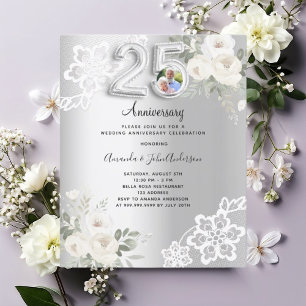 Silver Foto Einladung zum 25. Hochzeitstag