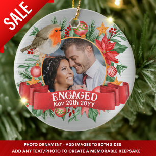 Silver FOTO Vintage Baumdekoration Personalisiert Keramik Ornament