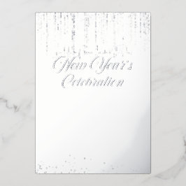 Silver Fouled New Year's Celebration Invite Folien Feiertagskarte