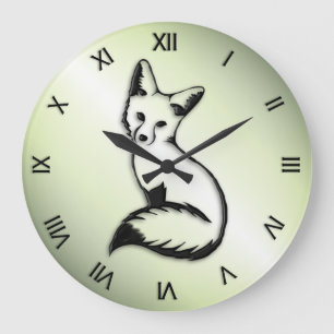 Silver Fox Roman Numeral Große Wanduhr