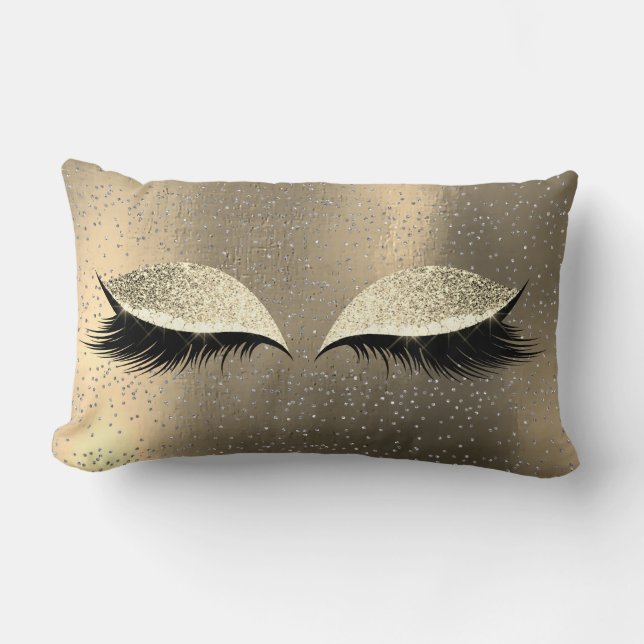 Silver Foxier Glitzer Black Glam Makeup Gold Cat Lendenkissen (Vorderseite)