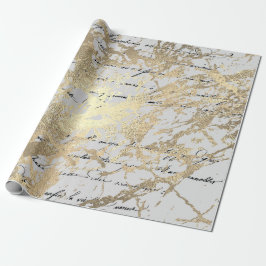 Silver Foxier Gold Script Shiny Metallic Black Geschenkpapier