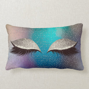 Silver Foxy Glitzer Black Glam Makeup Tropical Cat Lendenkissen