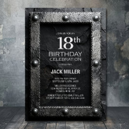 Silver Frame Black Slate 18th Birthday Party Einladung