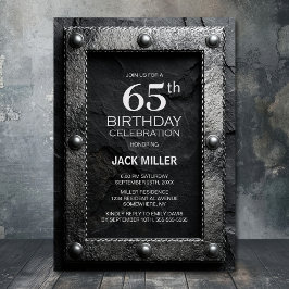 Silver Frame Black Slate 65th Birthday Party Einladung
