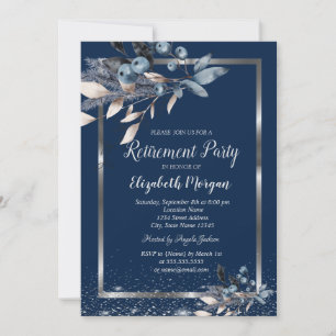 Silver Frame Confetti Winter Blume Ruhestand Einladung
